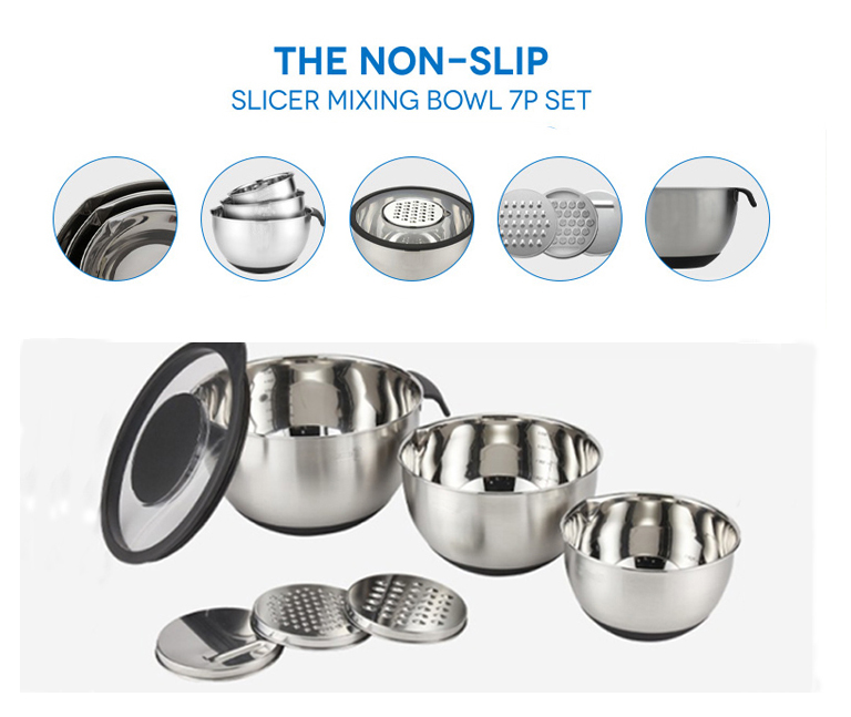 stainless steel mixing bowl with grater