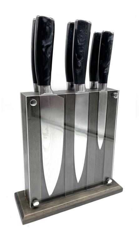 kitchen knives set black resin handle