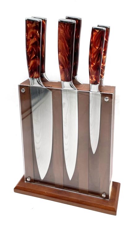 kitchen knives set red resin handle