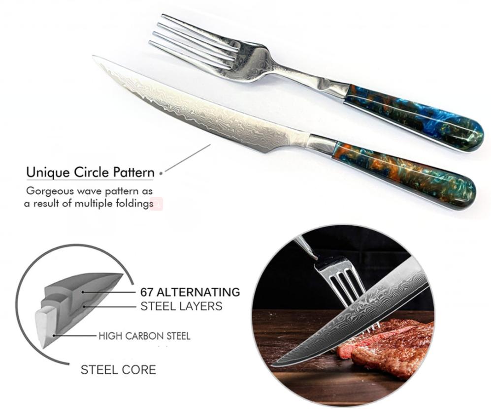 2pcs steak knife & fork set