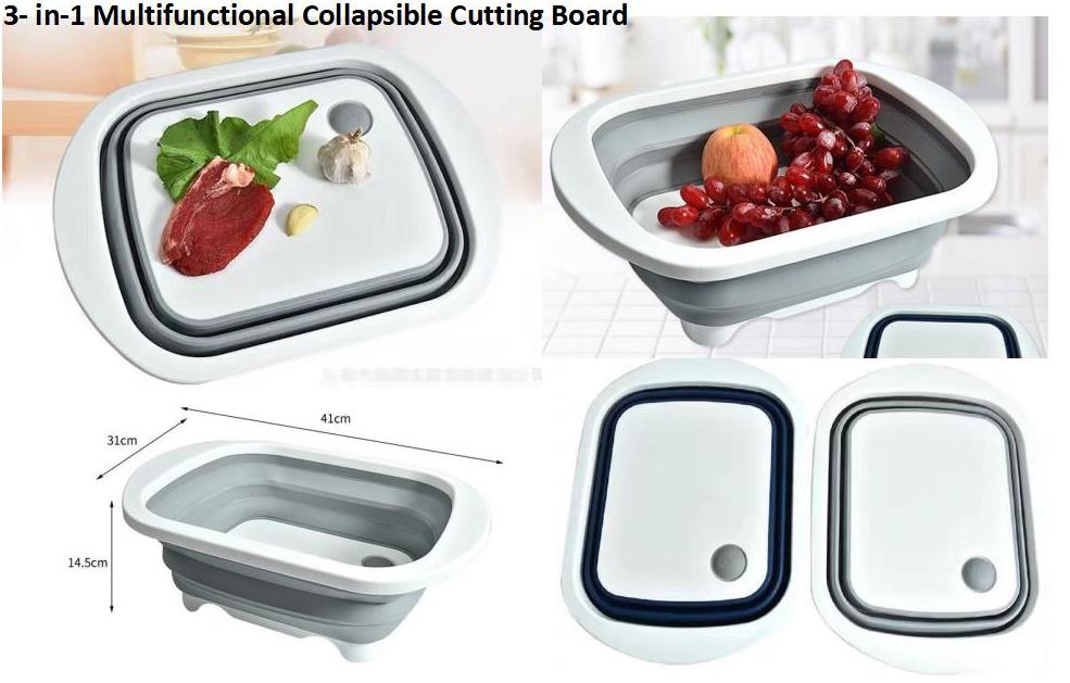 3 in 1 multifunctional collapsible cutting board