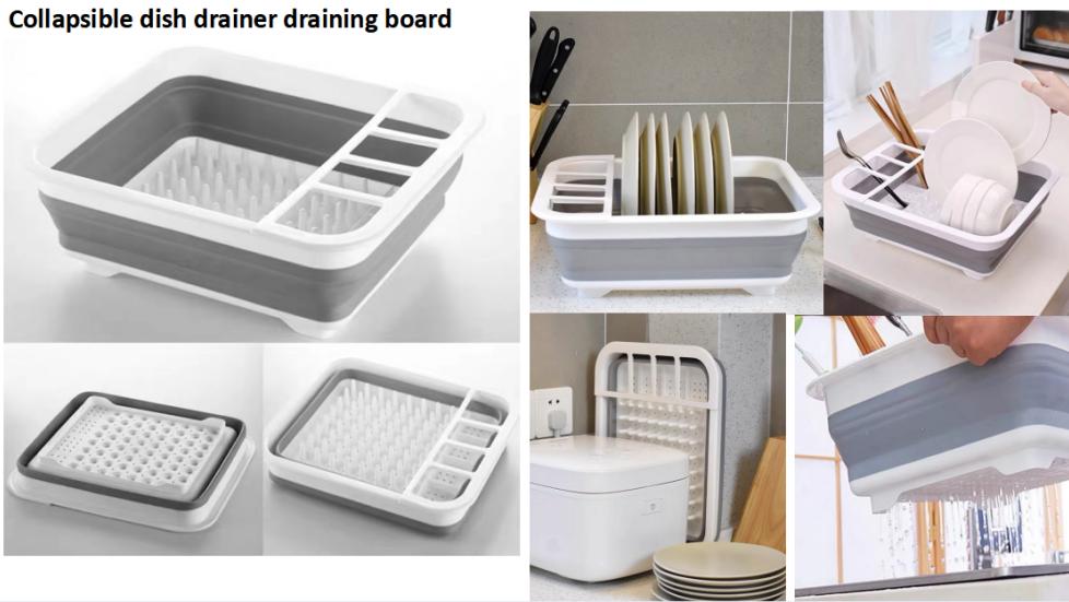 collapsible dish drainer draining board